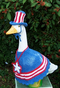 July Goose: Woolease red, white, and blue / Firebush