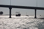 Pirate Ship silhouette under the bridge